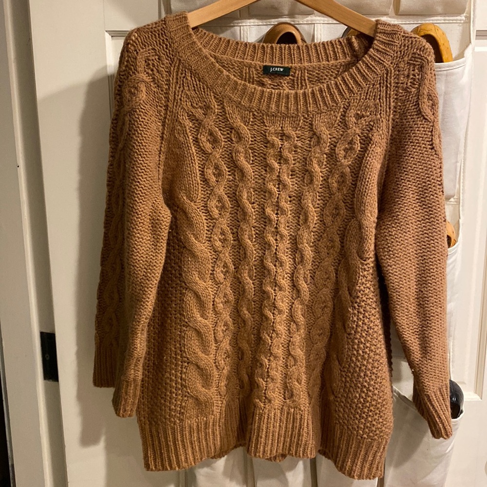 J Crew Tan Wool Cable-knit Sweater